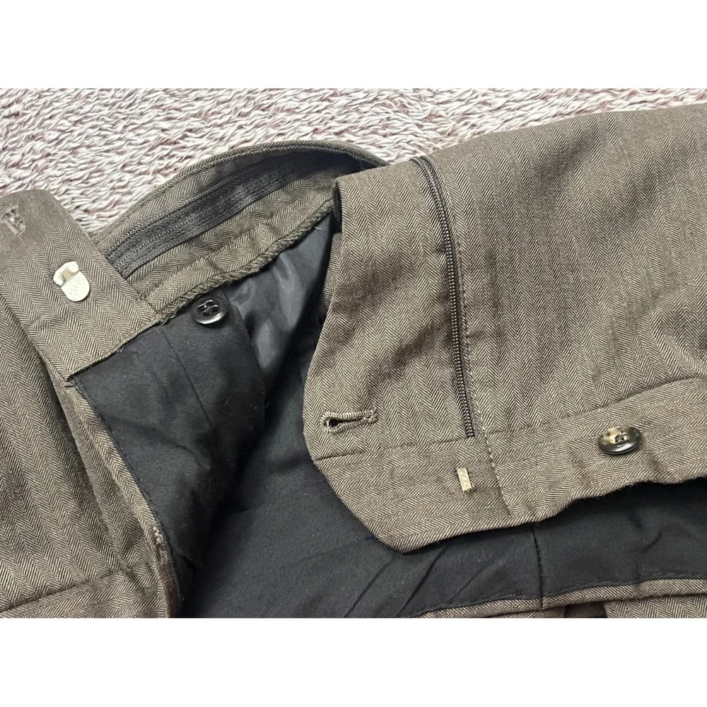 Jos A Bank Executive Collection Mens 36R Wool Brown Herringbone Pleated Pants